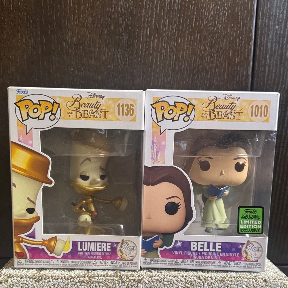 Funko Pop! Beauty and the Beast Lumiere and Belle Figures